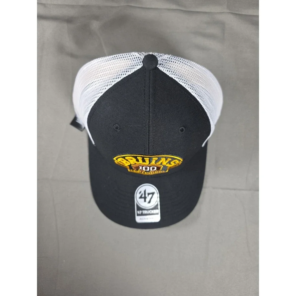 Boston Bruins Hat '47 Brand Trucker Snapback Black Centennial 100th NHL Cap NWT